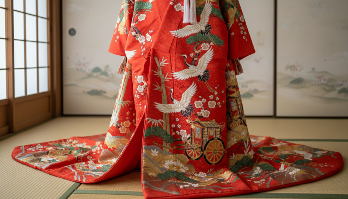 色打掛の柄と色の意味を知ろう！鶴・御所車・松竹梅が表すもの - 1