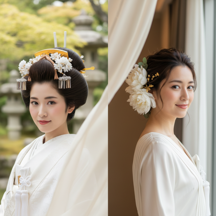 和装の花嫁ヘア、かつら（文金高島田）と洋髪どっちが多い？最新トレンド アイキャッチ