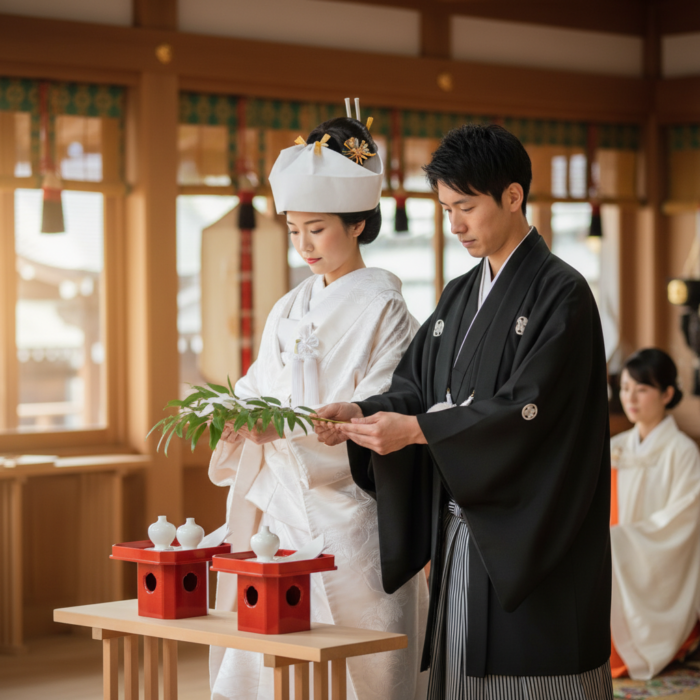 神前式の流れと所要時間。玉串奉奠や三三九度のやり方完全ガイド アイキャッチ