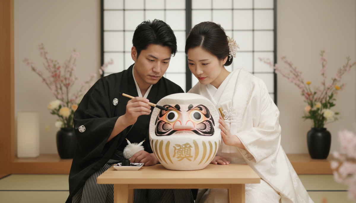 ケーキ入刀の代わりはコレ！和婚で盛り上がる「鏡開き」と「だるまの目入れ」 - 3