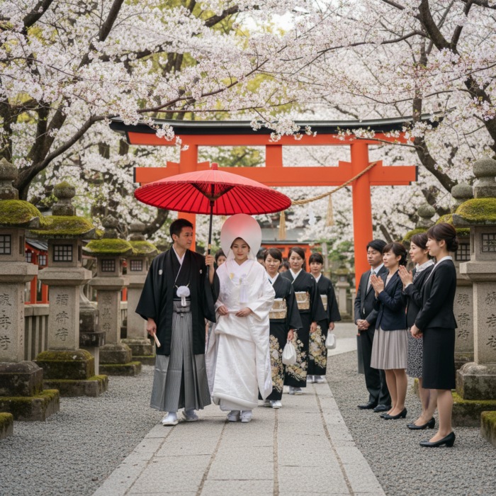 神社で結婚式に遭遇 アイキャッチ